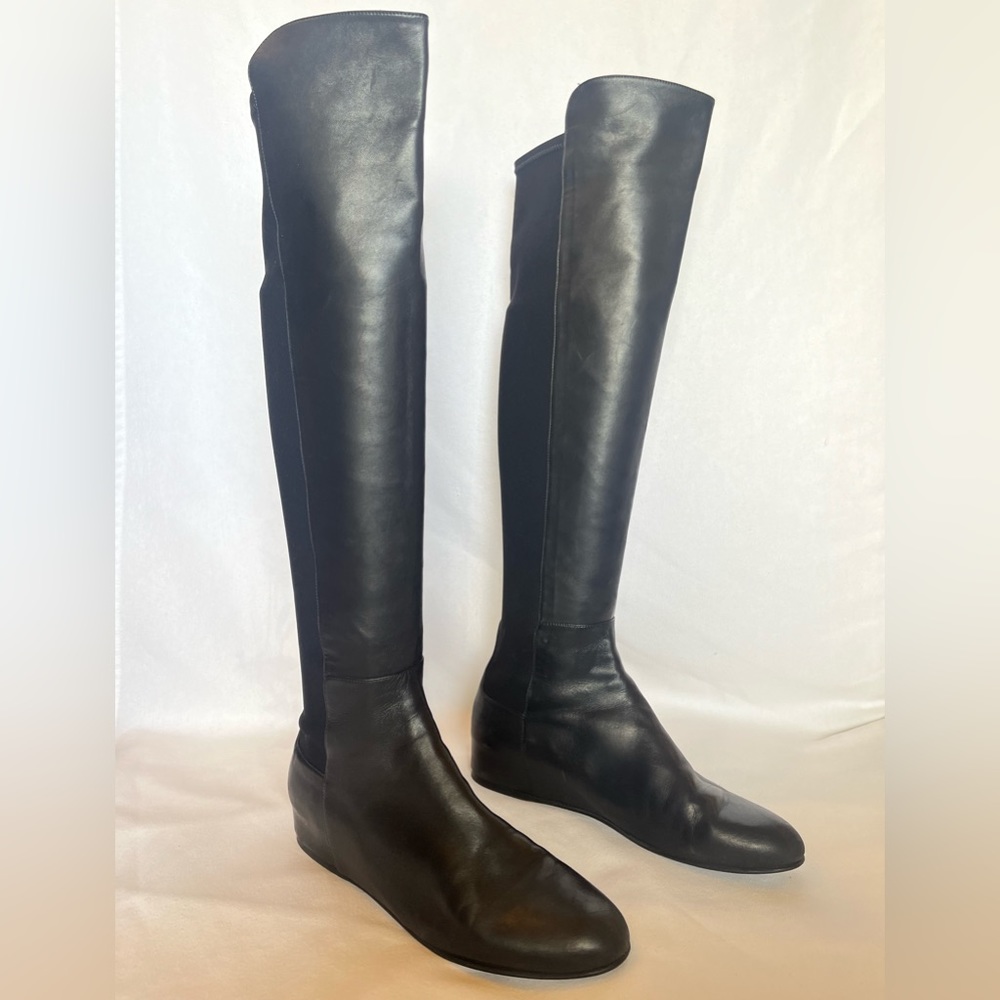Stuart Weizman Black Leather Knee High Boots Size 9